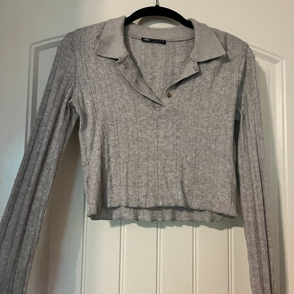Zara Cropped Rib Polo, Small - Picture 1 of 3